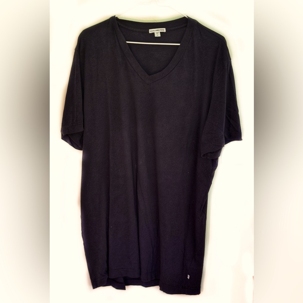 James Perse Black V Neck Short Sleeve Tee. 4, XL